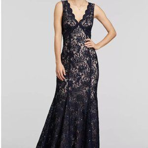 Nightway Navy Blue Dress 21384 All Over Sequin Dress